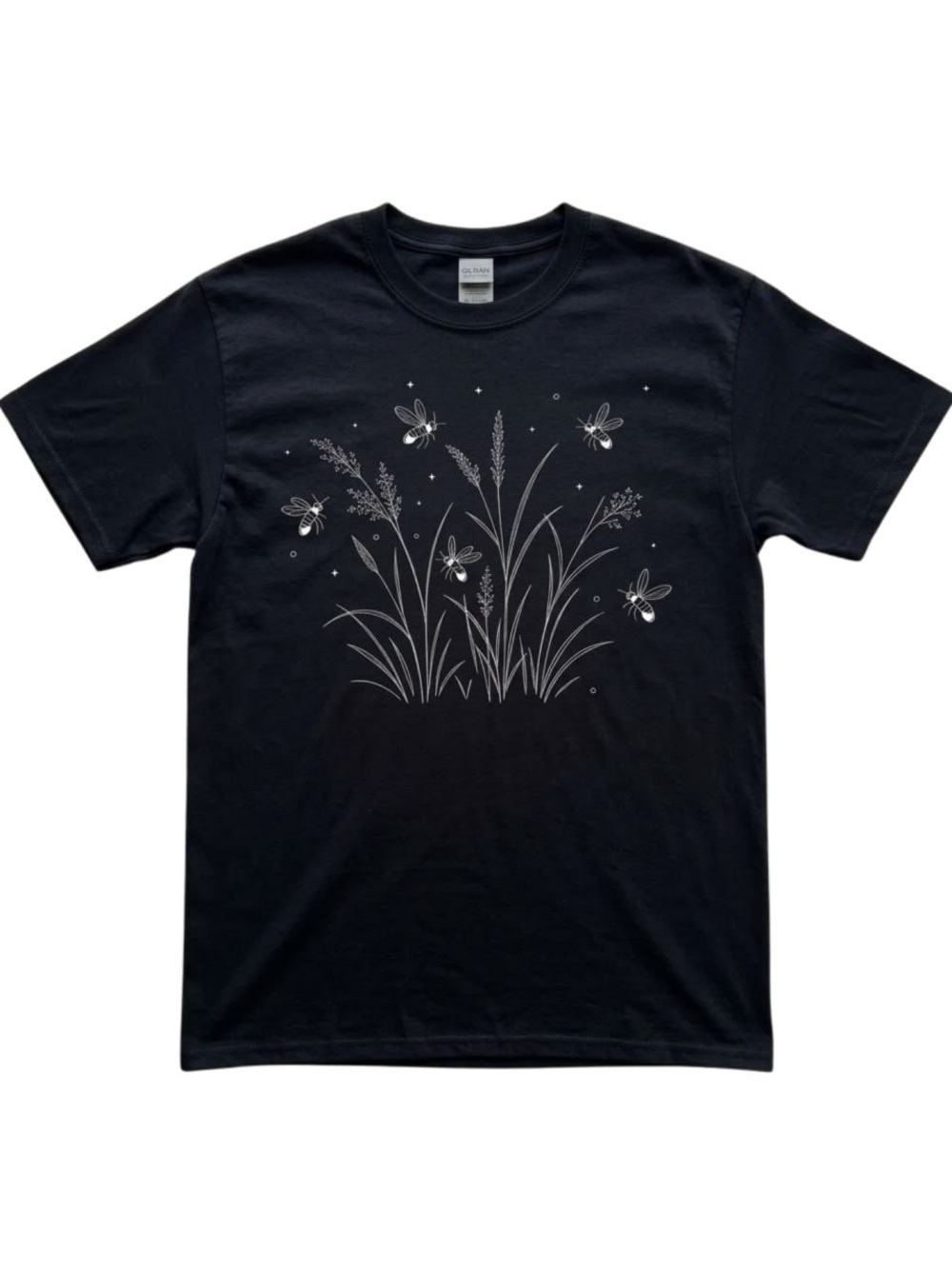 Black Firefly wildflower boho botanical nature vintage Graphic T-Shirt